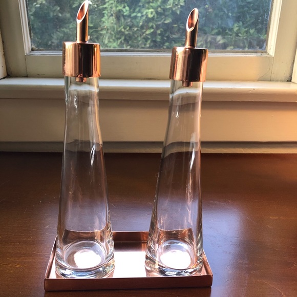 West Elm Kitchen | West Elm Oil And Vinegar Set Glass Rose Gold | Poshmark